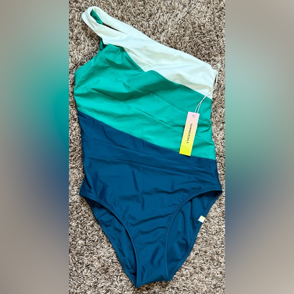 Summersalt Sidestroke One Piece Swimsuit Size 4 Colorblock One shoulder NEW